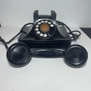 VINTAGE OBLONG BLACK ROTARY MODULAR DESK PHONE Untested - Picture 1 of 12