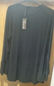 New Yours Limited Collection Black Ribbed Swing Style Tunic Size 24 - Picture 1 of 5