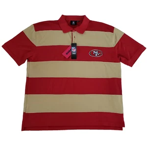 FOCO San Francisco 49ers 2XL Rugby Shirt Rot Gold Streifen Kurzarm Polo Neu - Bild 1 von 14