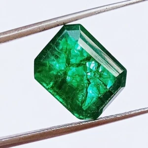 Muzo Colombian Green Emerald Certified Natural 9-11 Ct Emerald Cut Gemstone - Picture 1 of 11
