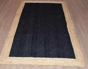 Rug Natural Carpet Braid jute Black runner living area outdoor decor rugs Border - Picture 1 of 13