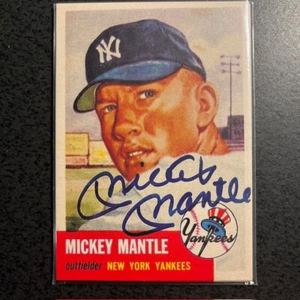 RARE--MICKEY MANTLE 1991 TOPPS 1953 FACSIMILE SIGNATURE CARD + BONUS CARD - Picture 1 of 4