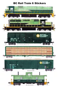 BC Rail (British Columbia Railway) treno 6 adesivi individuali Andy Fletcher - Foto 1 di 1