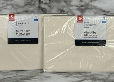 Lote de dos fundas de almohada Mainstays tamaño estándar microfibra marfil NUEVAS Foto 1 de 4