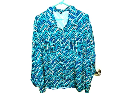 Blusa para mujer multicolor manga larga 2 bolsillos talla XXL #2 Foto 1 de 4