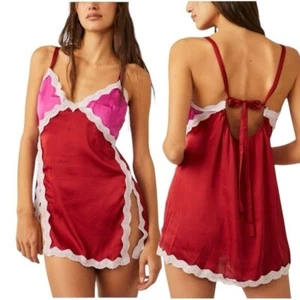 ❤️NEW w.tags Free People On The Rise Mini Slip in Fuchsia Frost Combo Size L - Picture 1 of 12