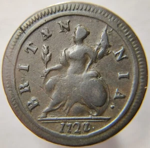 1721/0 Great Britain 1/2 Half P. Early Die State Strong Overdate Mint Error 3U - Picture 1 of 3