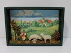 Antikes Erzgebirge Diorama Schaukasten Schafshirte Schafe Holz Bemalt 20.JHD