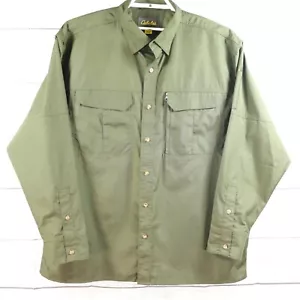 Cabelas Mens Long Sleeve Shirt Size 2XL Canvas Green Outdoor Button Up - Picture 1 of 12