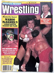 Wahoo McDaniel vs Ric Flair SPORTS REVIEW WRESTLING Magazine January 1985 NWA - Picture 1 of 5