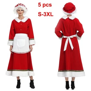 Costume Signora Claus Adulto Babbo Natale Vestito Fantasia Natalizio - Foto 1 di 9