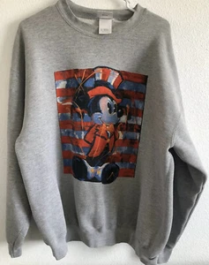 Vintage Disney Pimped Up Mickey American Mouse USA FLAG Sweatshirt Adult  XL - Picture 1 of 6