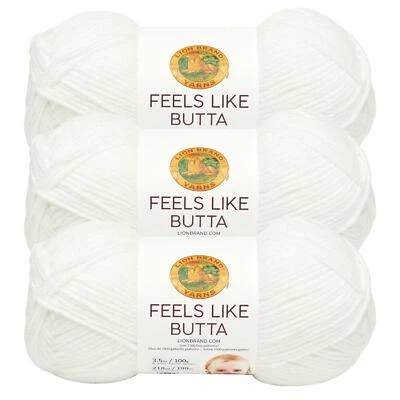 (3 Pack) Lion Brand Yarn 215-100 Feels Like Butta Yarn, White - Image 1 of 4