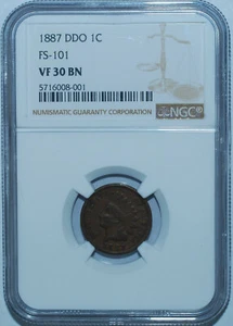 1887 NGC VF30 FS-101 S-1 DDO Double Doubled Die Obverse Indian Cent - Picture 1 of 3