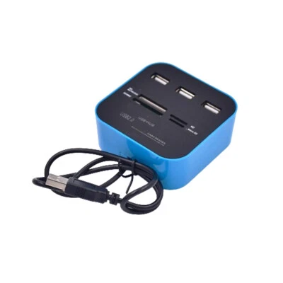 Blue 480Mbps 3 Ports Splitter USB 2.0 HUB Micro SD TF SD Card Reader Combo - Image 1 of 4