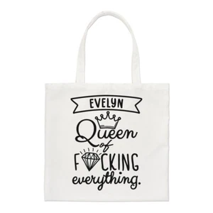 Personalised Queen Of F-king Everything Regular Tote Bag Funny Birthday Shopper - Picture 1 of 1