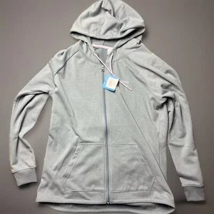 COLUMBIA French Terry Full Zip Light Blue Hooded Jacket Women's Size XL - Picture 1 of 7