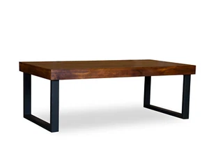 Couchtisch Ettrick 116x57 Echtholz Akazie dunkel Holz Metall Möbel Sofatisch - Bild 1 von 4