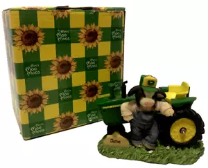 2000 Mary Moo Moo #833703 "June" Baby Cow Figurine John Deere Tractor Enesco - Picture 1 of 5