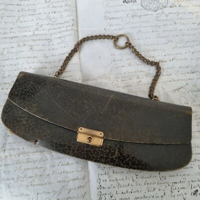 Petit Sac Ancien en Cuir 1900 Piquet Nantes Victorian Leather Bag  - Photo 1/4