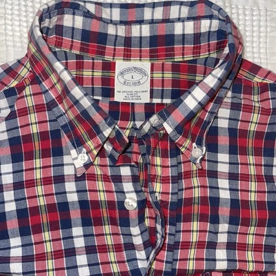 Brooks Brother Slim Fit Men’s Red Plaid Button Down Longsleeve Size Large - Image 1 of 4