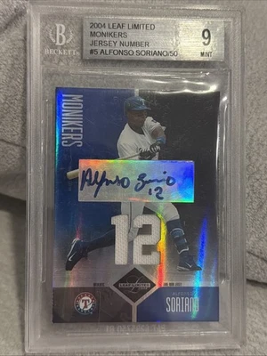 2004 Leaf Limited Alfonso Soriano #5 Monikers Jerseys Signatures /50 BGS 9 Mint - Image 1 of 2