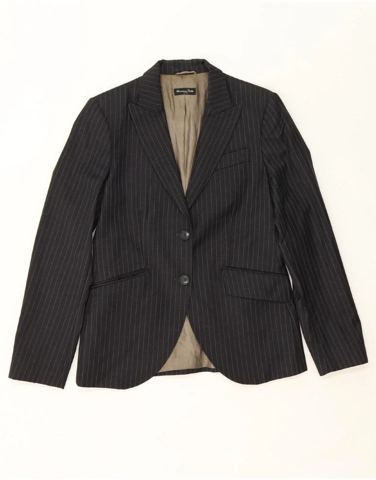 Chaqueta Blazer MASSIMO DUTTI Mujer 2 Botones EU 40 Mediana Negra Rayas DX85 Foto 1 de 4