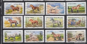 2013 Serie Caballos de Francia Adhesiva sellos usados Yvert 813 al 824 - Imagen 1 de 1