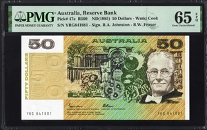 Australia 50 Dollars P47e R509 1985 Johnston Fraser PMG65 Gem UNC EPQ PINEAPPLE - Picture 1 of 2