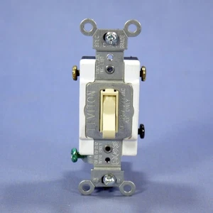 Leviton Ivory 3-WAY COMMERCIAL Framed Toggle Wall Light Switch 15A Bulk 54503-2I - Picture 1 of 5
