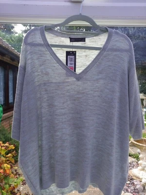 L@@K M&S COLLECTION LIGHT DUCK EGG BLUE MARL SHORT-SLEEVED JUMPER-XL-BNWT. - Image 1 of 2