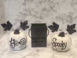 Halloween Pumpkins & Luminary Set Of 3 Blk/White 3.75" Table Decor by CVS - Picture 1 of 7