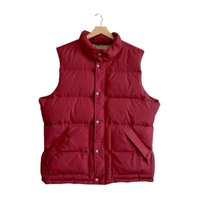 Lands' End Men's Large Down Puffer Vest, Quilted Snap/Full Zip 600 Fill. Red - Image 1 of 4