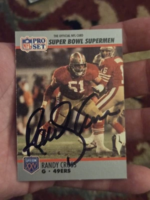 1990 Pro Set Super Bowl XXV Silver Anniversary - Randy Cross #63 Autograph 49ers - Image 1 of 2