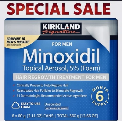 Kirkland For Minoxidil Topical Aerosol 5% Foam Men Hair Regrowth Treatment - Image 1 of 2
