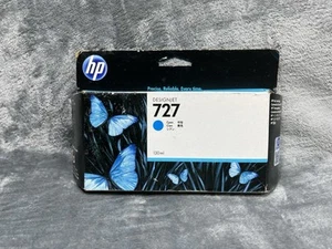 Cartouche d'encre authentique HP 727 bleu cyan DesignJet 130 ml B3P19A SCELLÉE Exp 2020 - Photo 1/4