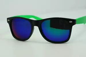 Occhiali da sole nero opaco vintage anni 50 lenti a specchio blu fuoco - Foto 1 di 17