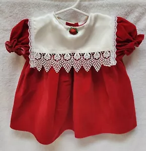 Vintage Jo Lene Baby Dress, Christmas Dress, Infant Dress, Holiday Dress, 12M - Picture 1 of 10