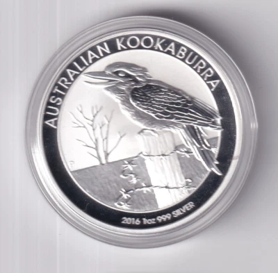 AUSTRALIAN: 2016 $1 KOOKABURRA  1oz  .999 SILVER COIN IN CAPSULE #PL1767 - Image 1 of 2