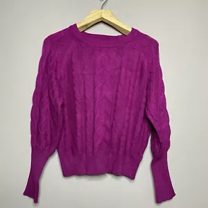 Tahari Womens Fuchsia Pink Cable Knit Long Sleeve Sweater Size M - Picture 1 of 17