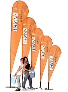 Teardrop Flags (Flagpoles Only) - Suitable For Indoor, Outdoor Promotions - Picture 1 of 9