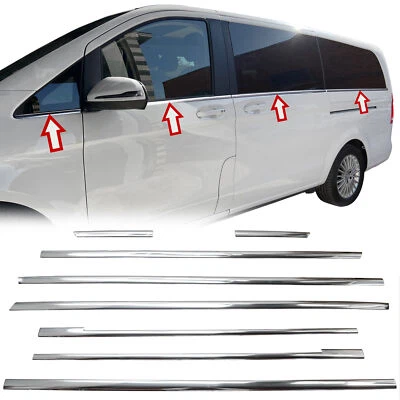 Listones de ventana de acero inoxidable adecuados para MB V-Class Vito versión larga W447 desde 2014 - Imagen 1 de 4