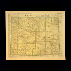 Vintage WYOMING Railroad Map Wall Art Old Original Yellowstone National Park - Picture 1 of 6
