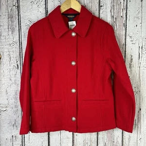 NWT NOS New Vintage Woolrich Jacket Blazer Red Wool Women’s Small Metal Buttons - Picture 1 of 15