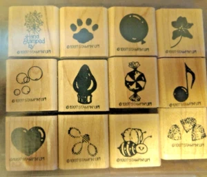 Stampin' Up! “ITTY BITTIES” Set of 12 Wooden Rubber Stamps 1997 - Picture 1 of 2