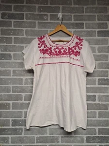 YZXDORWJ Womens Embroidered Mexican Peasant Blouse Summer Shirt Short Sleeve XXL - Picture 1 of 10