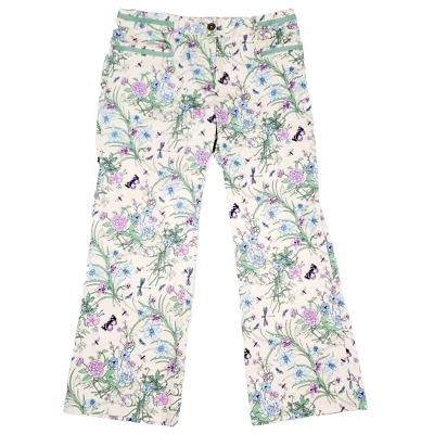 Casual Corner Pants Floral Print Straight Leg Size 6 Beige Gardencore Y2K - Image 1 of 4