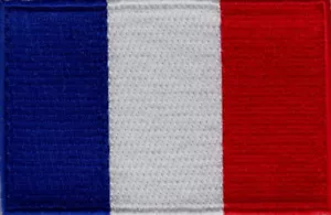 Parches bordados bandera de Francia 3,5""x2,25"" plancha - Imagen 1 de 1
