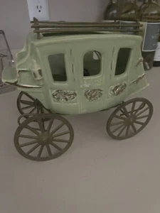 Vtg MCM Art Deco 1950s Green Stagecoach Carriage TV Lamp Wagon Style Rare - Picture 1 of 18