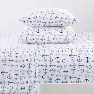 4-Piece Ultra Soft Coastal Printed Anchor Microfiber Twin Sheet Set - Picture 1 of 4